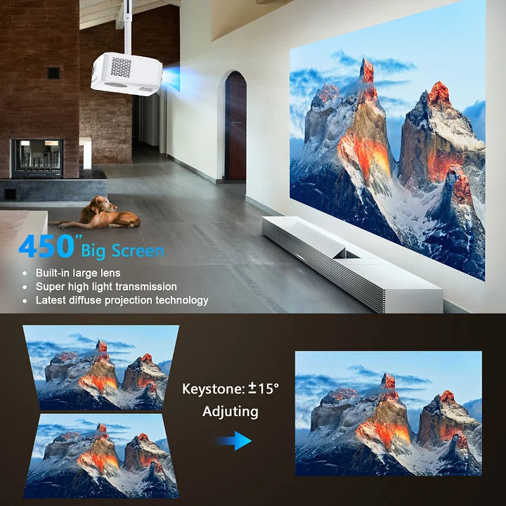 5G WiFi Bluetooth Projector, Native 1080P 20000LM 450" Display Support 4K Movie Projector, High Brightness for Home Theater and Business, Compatible with iOS/Android/TV Stick/PS4/HDMI/PPT/USB